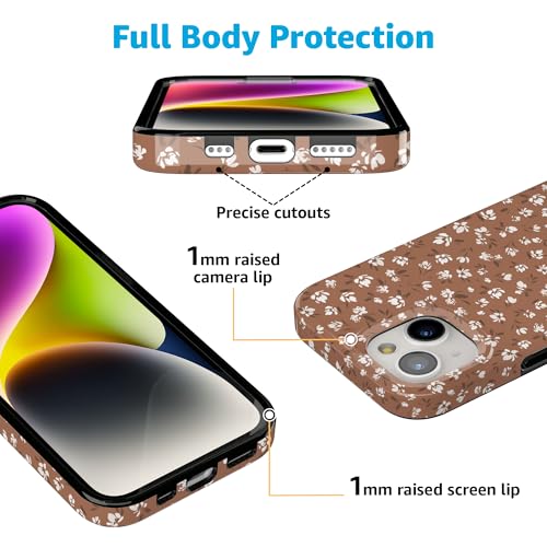 Casely iPhone 15 Plus Case | Mocha Meadow | Tiny Flowers | Compatible with MagSafe | Classic Ultra Slim Design - color: Mocha Meadow | Tiny Flowers