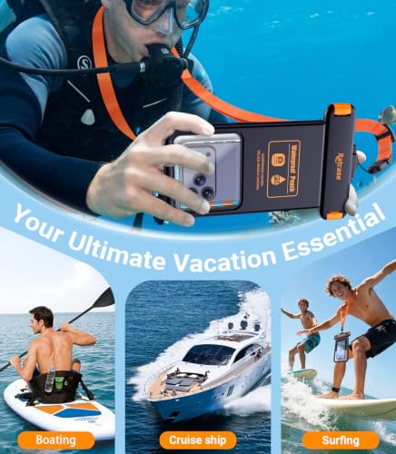 IP68 Bluetooth Shutter Waterproof Phone Pouch Case,Floating,Black | Hands-Free Photo & Video Underwater Control.Large Waterproof Phone Case Universal Fit for 8.5" Phone(iPhone Samsung Google) - color: Black