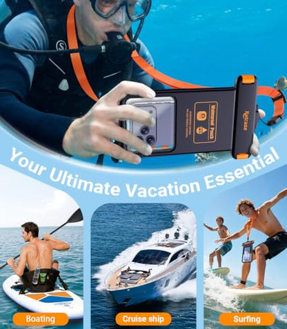 IP68 Bluetooth Shutter Waterproof Phone Pouch Case,Floating,Black | Hands-Free Photo & Video Underwater Control.Large Waterproof Phone Case Universal Fit for 8.5" Phone(iPhone Samsung Google) - color: Black