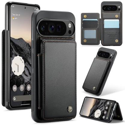 Kowauri for Google Pixel 9 Pro XL Case, PU Leather Wallet Case for Women Men with RFID Blocking Card Holder Slot Magnetic Closure Shockproof Protective Phone Cover for Google Pixel 9 Pro XL (Black)