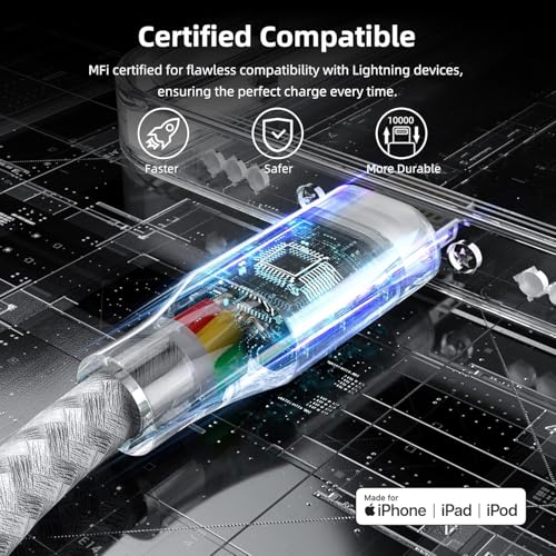 iPhone Charger 3-Pack 10ft MFi Certified Lightning Cable Fast Charging Cord