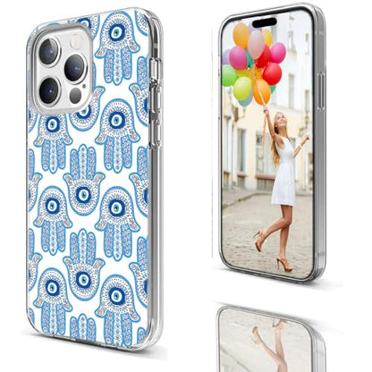 for iPhone 14 Pro Max Case for Women Girl, Full Protective Shockproof Slim Soft TPU Clear Phone Cover Cases Design for iPhone 14 ProMax,Cool Magic Blue Golden White Turkey Evil Eye Hamsa Eye - color: Blue Golden White Evil Eye Hamsa Eye