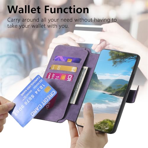 2 in 1 Detachable Wallet Case for Google Pixel 10a CMG Purple | PU Leather Magnetic Flip Folio Case with RFID Blocking Card Holder, Credit Card Slots Kickstand, Shockproof Protective Cover - color: Purple, size: Google Pixel 10a