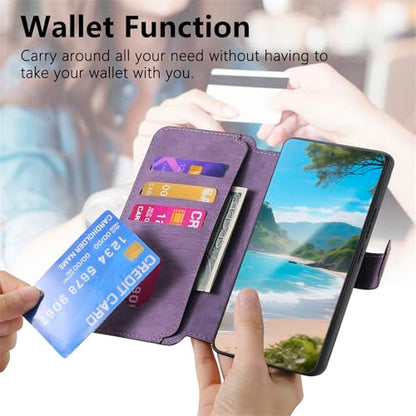 2 in 1 Detachable Wallet Case for Google Pixel 10a CMG Purple | PU Leather Magnetic Flip Folio Case with RFID Blocking Card Holder, Credit Card Slots Kickstand, Shockproof Protective Cover - color: Purple, size: Google Pixel 10a