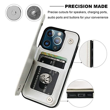 ONETOP for iPhone 13 Pro Wallet Case with Card Holder,White - color: White