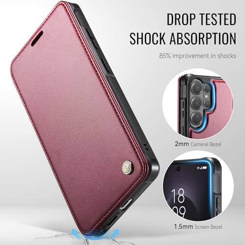 for Samsung Galaxy S26 Ultra - Slim Case Magnetic Wallet, WineRed - color: Wine Red, size: Galaxy S26 Ultra