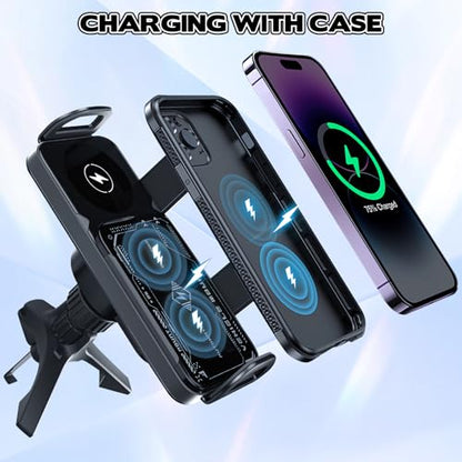OneNine High Intelligent Mobile Phone/Pad Holder, 2 in 1 Auto Rotating Phone Holder, Car Charger Fast Charging Phone Holder, Rotatable Car Vent Phone Mount for Smartphone/Pad/Foldable(Black)