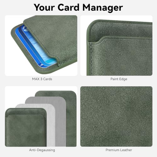 Magnetic Wallet Cell Phone Card Holder for Phone Case with Mag-Safe - color: Ash Green, size: 1 Pack