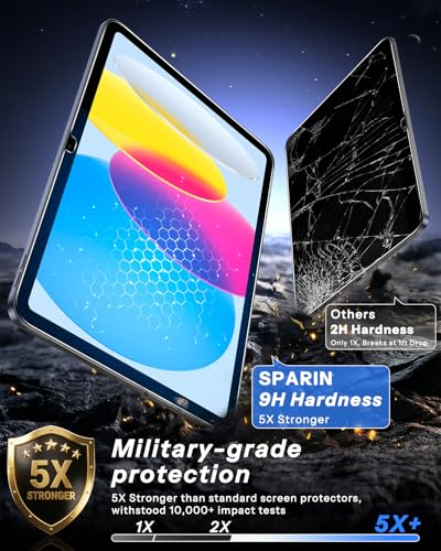 SPARIN Screen Protector for iPad A16/10th Generation [11’’&10.9’’-2025/2022 | 2 Pack Tempered Glass with Auto Application Tray for iPad 11th/10th Gen, Easy Installation, Case Friendly - size: iPad 11th/10th 2025/2022