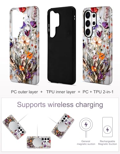 Magnetic Flower Case for Samsung Galaxy A16 5G, Yellow | Compatible with MagSafe, Cute Aesthetic Stained Glass Floral, TPU and PC Protective Phone Cover for Women Girls - color: Yellow Flower