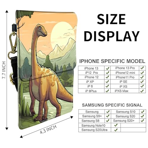 for Women Cell Phone Purse,with Touchscreen Cell Phone Purse,PU Leather Shoulder Bag Waterproof Phone Wallet Case with Clear Touch Screen Window up to 6.7 inch Smartphone, - color: Forest Dinosaur -245