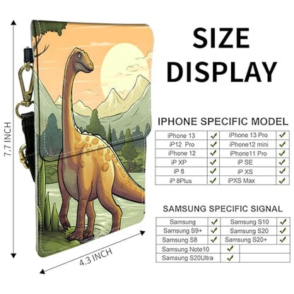 for Women Cell Phone Purse,with Touchscreen Cell Phone Purse,PU Leather Shoulder Bag Waterproof Phone Wallet Case with Clear Touch Screen Window up to 6.7 inch Smartphone, - color: Forest Dinosaur -245