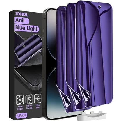 [3 Pack for iPhone 15 Pro Privacy Screen Protector (NOT Glass), [Anti-Spy][Anti Blue Light] Soft Hydrogel Film Screen Protector for iPhone 15 Pro/iPhone 15 - Purple - size: iPhone 15 Pro/iPhone 15