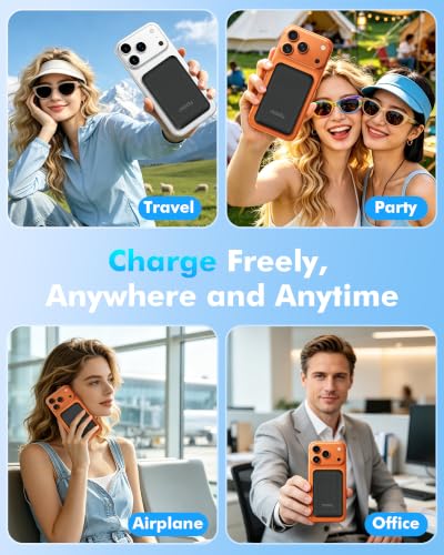 Miady 2-Pack MagSafe-Compatible Portable Charger | 5000mAh Mini Magnetic Power Bank, Compact 5W Wireless Battery Pack for iPhone 16/15/14/13/12 (Black+White) - color: Black+White
