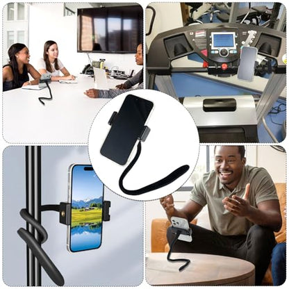 Stroller Phone Holder, Portable Flexible Cell Phone Holder Stand with Non-skidding Arm Grip Soft Alloy Phone Clamp Stroller Accessories for Baby Buggy Desk Handlebar Treadmill Pushchair