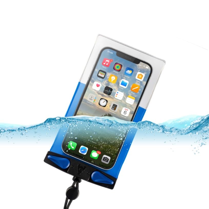 Aquapac Waterproof Phone Case, Small, Blue | iPhone and Android, Made in The UK, Hiking, Mountain Biking, Running Accessory, Floating, IPX8 certified to 30 ft deep. - color: Blue, size: Small