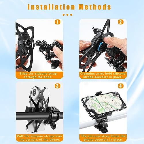 Ziciner 3 PCS Bike Phone Mount Holder Band, Elastic Smart Phone Security Silicone Strap for Motorcycle Bike Phone Mount, Universal Bike Accessories Replacement Parts for Most Cell-Phone (Style 2) - style: Style 2