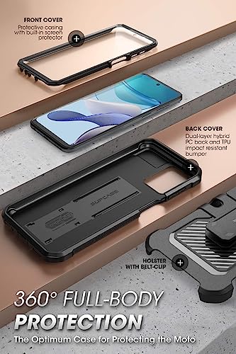 SUPCASE for Moto G 5G Case (2023) with Screen Protector & Stand, Black | Built-in Kickstand, 360° Rotating Belt Clip, Heavy Duty Rugged Phone Case, Military-Grade Protection, Unicorn Beetle Pro