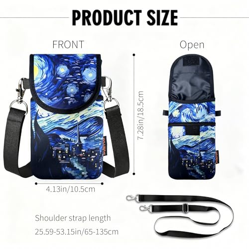 Neoprene Phone Sleeve Pouch Case Bag for Men Women w/Crossbody Strap/Neck Lanyard for iPhone 17/16/15/14 Pro Max, Samsung S25，Pixel 10 - color: Starry Night Cell Phone Sleeves