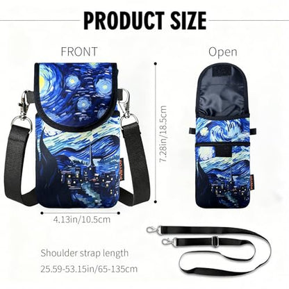 Neoprene Phone Sleeve Pouch Case Bag for Men Women w/Crossbody Strap/Neck Lanyard for iPhone 17/16/15/14 Pro Max, Samsung S25，Pixel 10 - color: Starry Night Cell Phone Sleeves