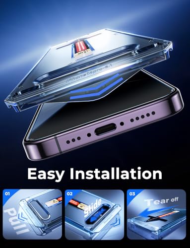 MAGIC JOHN Privacy for iPhone 14 Pro Screen Protector, Easy Install