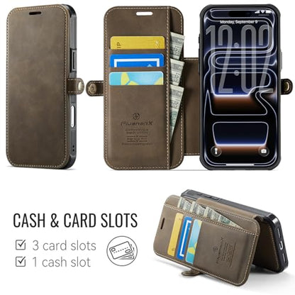 for iPhone 17 Pro Max Slim Case Wallet Wireless Charging, Brown - color: Brown, size: iPhone 17 Pro Max - 6.9"