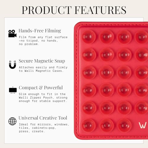 Walli Cases Silicone Suction Cup Mount for iPhone, Fits Walli Magnetic Case - color: Red