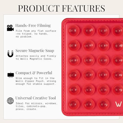 Walli Cases Silicone Suction Cup Mount for iPhone, Fits Walli Magnetic Case - color: Red