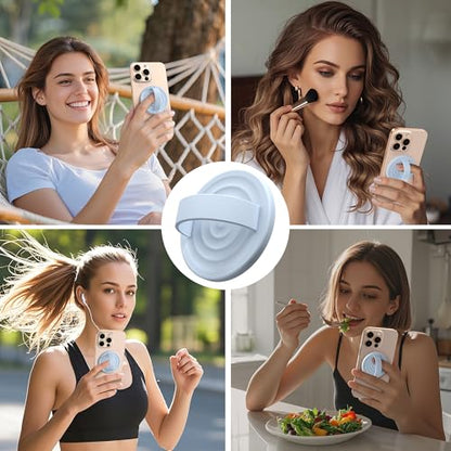 Magnetic Phone Grip for MagSafe, Silicone Ring Grip, Baby Blue - color: Baby Blue
