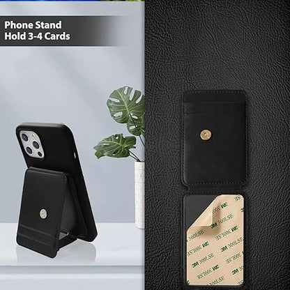 M-Plateau Phone Wallet Stick On, Card Holder With Elastic Magnetic Closure, Slim Phone Card Holder With Adhesive Compatible with iPhone 14 Case and Most Smartphone (Black) - color: Black