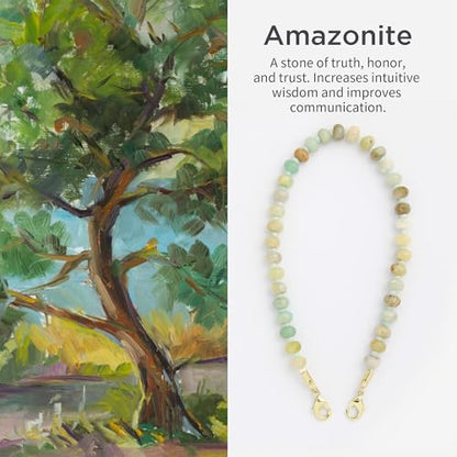 POSADINA Natural Stone Phone Charm, Beaded Healing Phone Wrist Strap, Handmade Cellphone Chain Lanyard with Tether Tab - color: Amazonite