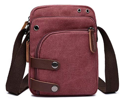 Mini Crossbody Bags for Women and Men - Small Purses and Handbags - Travel Bag - Canvas Shoulder Purse - color: Red
