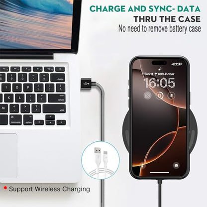 Wireless Charging Case for iPhone 16 Pro Max, 12000mAh High Capacity Portable Rechargeable Battery Case Qi Wireless Charging with iPhone 16 Pro Max (6.9 inch) Extended Battery Charger Cover(Black) - size: iPhone 16 Pro Max (6.9 inch)