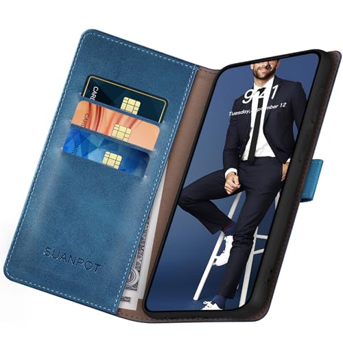 SUANPOT Compatible with Samsung Galaxy S26 Wallet case with RFID Blocking Credit Card Holder,Flip Book PU Leather Protective Cover Women Men for Samsung S26 Phone case Sky Blue - color: Sky Blue, size: Samsung Galaxy S26