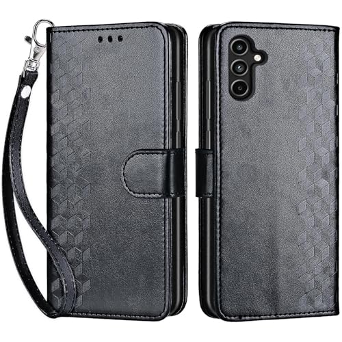 for Samsung Galaxy A15 5G Wallet case, Black-Cube | 3 Card Holders, Kickstand, Shockproof TPU Shell, PU Leather, Magnetic Closure, Protective Flip Folio Cover, Women - color: 4