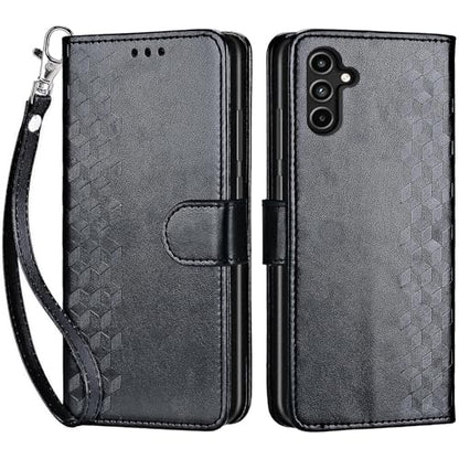 for Samsung Galaxy A15 5G Wallet case, Black-Cube | 3 Card Holders, Kickstand, Shockproof TPU Shell, PU Leather, Magnetic Closure, Protective Flip Folio Cover, Women - color: 4