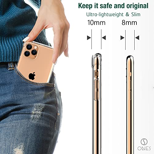 ONES Clear Case for iPhone 11 Pro Anti-Yellowing Crystal Clear Case, Military-Grade Shockproof Slim Transparent Phone Cover with Camera Guard - size: iPhone 11 Pro