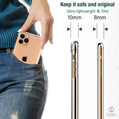 ONES Clear Case for iPhone 11 Pro Anti-Yellowing Crystal Clear Case, Military-Grade Shockproof Slim Transparent Phone Cover with Camera Guard - size: iPhone 11 Pro