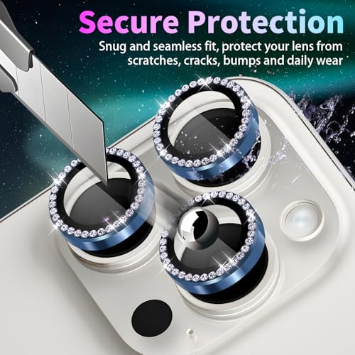 Camera Protector for iPhone 15 Pro/15 Pro Max, Diamond Dark Blue - color: Diamond Dark Blue