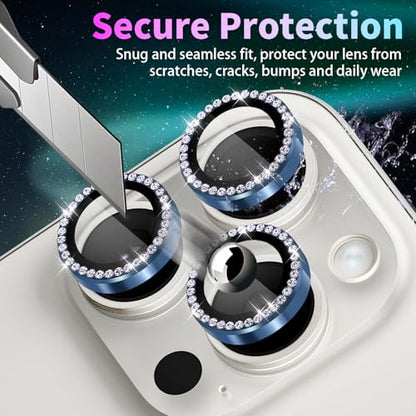 Camera Protector for iPhone 15 Pro/15 Pro Max, Diamond Dark Blue - color: Diamond Dark Blue