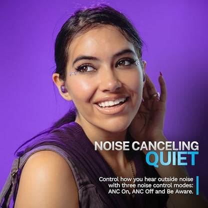 JLab Go Pop ANC True Wireless Earbuds with Dual Connect, Transparent Purple - color: Transparent Purple