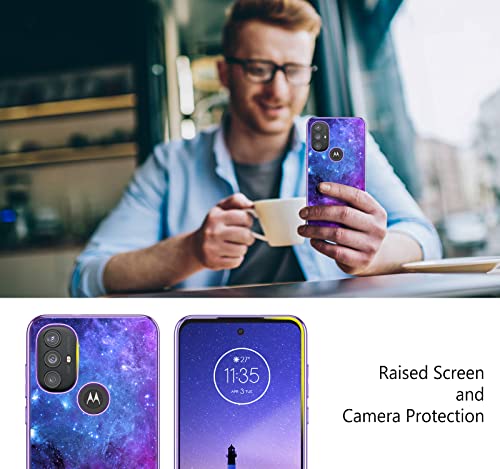 GUAGUA Compatible with Motorola Moto G Power 2022 Case 6.5 Inch Glow in The Dark Noctilucent Luminous Space Nebula Slim Fit Cover Protective Anti Scratch Cases for Moto G Power 2022, Blue