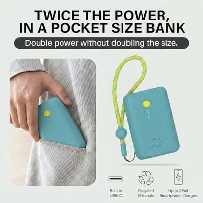 Nimble Champ Portable Charger, 10000mAh Power Bank, 20W Dual USB-C Charging - color: Shorebreak Blue