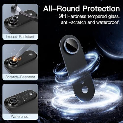 [2 Pack Camera Lens Protector for iPhone 17 Air,9H Tempered Glass,Aviation Aluminum Plate Cover,Night Circle,No Bubble,HD Clarity,Case Friendly,Easy Installation-Black - size: for iPhone 17 Air