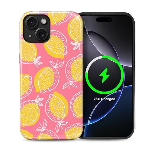 Magnetic for iPhone 14 Plus Case,[Compatible with Magsafe] Dual Layer Protective Heavy Duty Shockproof Rugged Drop Protection Bumper Hybrid Case - Pink Yellow Lemon - color: Pink Yellow Lemon, size: iPhone 14 Plus