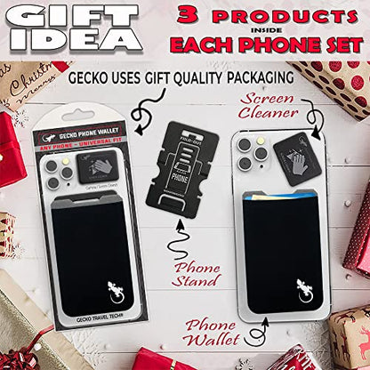 Phone Wallet - Adhesive Card Holder - Cell Phone Pouch - Stick on Lycra Pocket by Gecko - Carry Credit Cards and Cash - color: BLACK WHITE