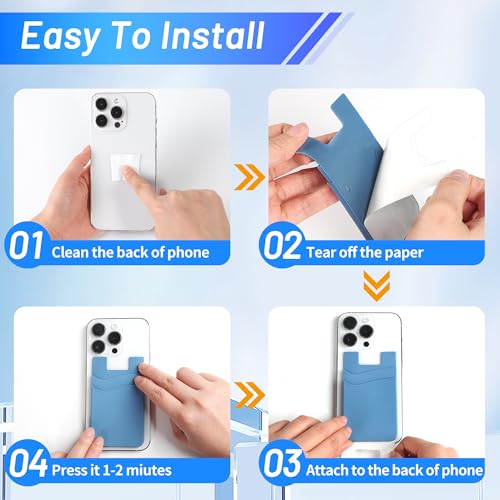 SHANSHUI Phone Card Holder Stick on, CellPhone Silicone Sticky Wallet Sleeve Pocket Business ID Credit Card Comptible for iPhone, Android & Most Smartphones - 5 Pack - color: Black+Blue+Celeste+Sierra+Navy Blue