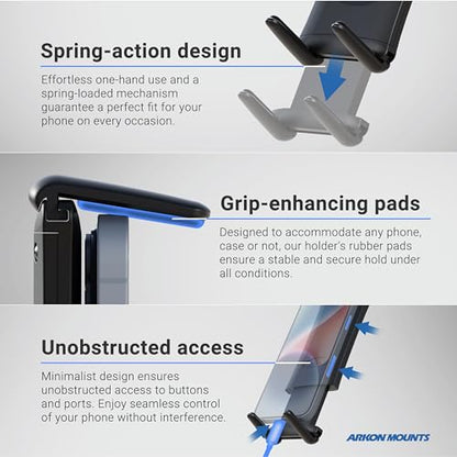 ARKON Mounts Slim-Grip Ultra Windshield Car Phone Mount | Universal Fit Phone Holder | Strong Suction Hold | Arm Extends for Long Dashboards | Compatible with iPhone, iPad Mini, Galaxy, and more
