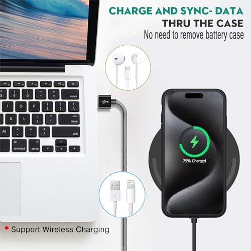 Battery Case for iPhone 15 Pro Max, 12000mAh Slim Portable Rechargeable Protective Battery Pack Cover Wireless Charging Case Compatible with iPhone 15 Pro Max (6.7 inch) Extended Charger Cover(Black) - size: iPhone 15 Pro Max
