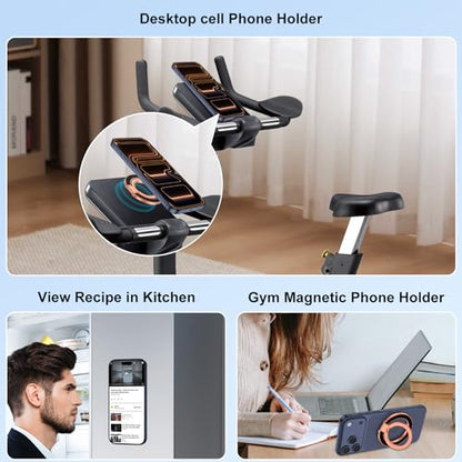 Magnetic Phone Grip Holder with MagSafe Ring Removable Kickstand,Magnetic Car Mount Mag Safe Accessory,Double Adjustable Gym Finger Ring Grip for iPhone 17e 17 Pro Max 17 Air 16E 16 Pro Max 16 15 Plus